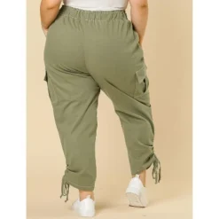 Agnes Orinda Women's Plus Size Drawstring Elastic Waist Cargo Pants With Pockets -Agnes Orinda Shop GUEST 61141121 83f5 4301 8516 33259e54969c