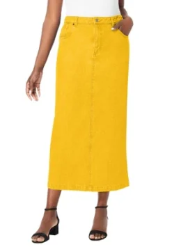 Jessica London Women’s Plus Size Classic Cotton Denim Midi Skirt -Agnes Orinda Shop GUEST 6444ad3a 3aa3 4564 9c55 ca6d2797cffb