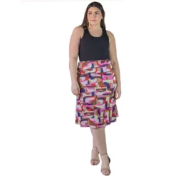 Plus Size Knee Length Abstract Print Elastic Waistband Skirt -Agnes Orinda Shop GUEST 65c9a8de 3249 426f aff1 bc888e9738f3