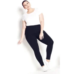 Women's Plus Size Supima® High Rise Legging Black - Petite | AVENUE LEISURE -Agnes Orinda Shop GUEST 6675ddcb c569 4b3d 8dfa 38329e1420df