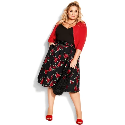 Women's Plus Size Vintage Rose Skirt - Black | CITY CHIC 4 Women's Plus Size Vintage Rose Skirt - Black | CITY CHIC - Image 4