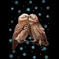 Junior's Design By Humans Christmas Owl By Kodamorkovkart T-Shirt