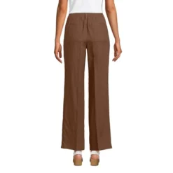 Lands' End Women's High Rise Elastic Back Wide Leg Linen Pleated Pants