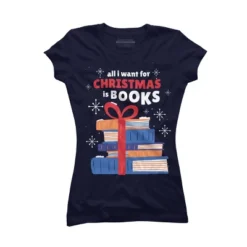 Junior's Design By Humans Christmas Books By ArtStyleAlice T-Shirt -Agnes Orinda Shop GUEST 6be729b5 9ae7 487d 947d 6c5c3f584dbd