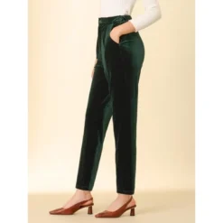 Allegra K Women's Velvet Elegant High Waist Trousers With Pockets Work Ankle Pants -Agnes Orinda Shop GUEST 6cad5aa4 2459 4592 b2ab f7e5914c6c83