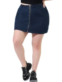 Agnes Orinda Women's Plus Size Denim Zip Up Front Mini Jean Skirts -Agnes Orinda Shop GUEST 6d8fc2f0 33d4 46a2 af1e 8cb4c7c83f0d