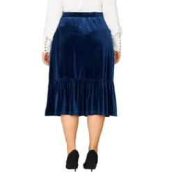 Agnes Orinda Women's Plus Size Velvet Elastic Waist Ruffle Hem Party Midi Skirt -Agnes Orinda Shop GUEST 6dde1cea f0b9 4906 b5d0 c3c1e0de4269
