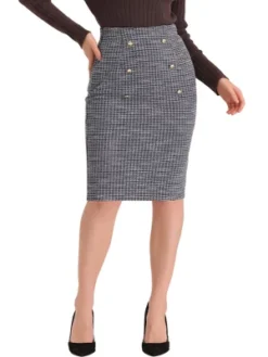 Allegra K Women's Pencil Tweed Winter Classic Skirts -Agnes Orinda Shop GUEST 6ea88790 39e6 4673 8395 5b8a9dcc8236