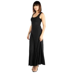 24seven Comfort Apparel Slim Fit A Line Sleeveless Maxi Dress