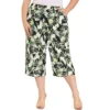 Agnes Orinda Women's Plus Size Floral Trouser Elastic Waist Casual Capri Pants
