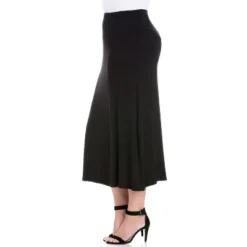 24seven Comfort Apparel Women's Elastic Waist Maxi Skirt