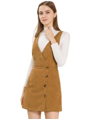 Allegra K Women's Corduroy Mini V Neck Vintage A-Line Bib Overall Pinafore Skirts 8 Allegra K Women's Corduroy Mini V Neck Vintage A-Line Bib Overall Pinafore Skirts - Image 8