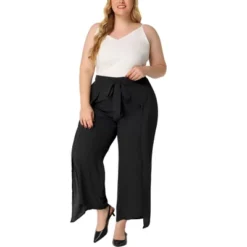 Agnes Orinda Women's Plus Size Split Wide Leg Tie Knot High Rise Palazzo Formal Outfits Pants -Agnes Orinda Shop GUEST 7ab3f790 0347 4120 abaa 87d106688e88