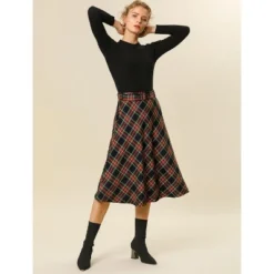 Allegra K Women's Tartan Plaid High Waist Belted Vintage A-Line Midi Skirt -Agnes Orinda Shop GUEST 7ceed3bb 3655 4d8b 8445 cfaf10f11931