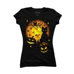 Junior's Design By Humans Halloween Kitty By Artizan16 T-Shirt -Agnes Orinda Shop GUEST 7d77ac07 0b9e 4a57 a24b 105cfe574b1c