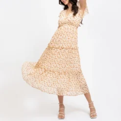 August Sky Women's Floral Ruffle Sleeve Tiered Midi Dress -Agnes Orinda Shop GUEST 7f9eefe2 75a4 45bf 86cb f25e7e04452a