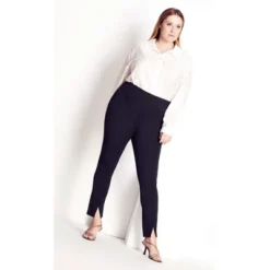 Women's Plus Size Asha Split Front Pant - Black | REFINITY -Agnes Orinda Shop GUEST 808d43d6 3e22 4cc7 83d7 ac606619f910