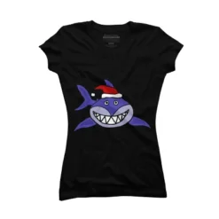 Junior's Design By Humans Funny Christmas Shark In Santa Hat By SmileToday T-Shirt -Agnes Orinda Shop GUEST 853f8a5b d99a 4017 96fc 3502961c5903