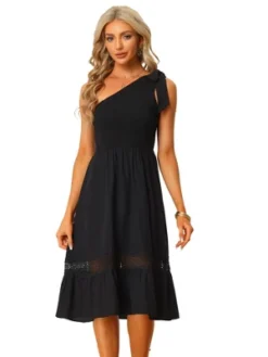 Allegra K Womens' One Shoulder Sleeveless Smocked Summer Dress -Agnes Orinda Shop GUEST 8ae5bdb7 6f39 418e 8f95 998f3848c7c7