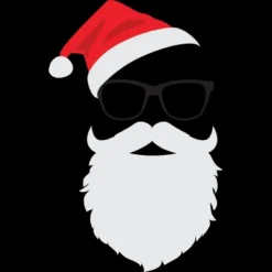 Junior's Design By Humans Hipster Santa Face With Hat Beard & Glasses Christmas By TronicTees T-Shirt