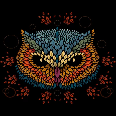 Junior's Design By Humans Owl Face By LetterQ T-Shirt 1 Junior's Design By Humans Owl Face By LetterQ T-Shirt