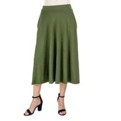 24seven Comfort Apparel Elastic Waist Pleated Pocket Midi Skirt -Agnes Orinda Shop GUEST 8f69e341 121a 42c5 b0ec dad8d4cd9ca5