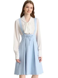 Allegra K Women's Elastic Waist Lace Up A Line Suspender Skirt -Agnes Orinda Shop GUEST 93ba9034 29af 48c5 9edf 689c83c8d570