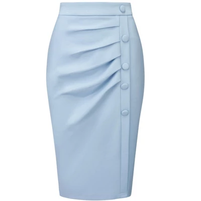Hobemty Women's Pencil Skirt High Waist Pleated Front Work Midi Skirts 4 Hobemty Women's Pencil Skirt High Waist Pleated Front Work Midi Skirts - Image 4