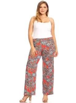 Women's Plus Size Paisley Printed Palazzo Pants - White Mark -Agnes Orinda Shop GUEST 99bd97b3 5c70 46c7 8f66 871b16f7438a