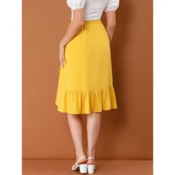 Allegra K Women's Button Decor High Waist Solid Color Asymmetrical Ruffle Skirt -Agnes Orinda Shop GUEST 9ad2264b d1f0 4f32 b924 9955dd6d08fc