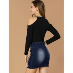 Allegra K Women's Zip Front Slim Fit High Waist Mini Denim Skirts -Agnes Orinda Shop GUEST 9b6165a7 62e9 40d0 8625 d70ae73551d1