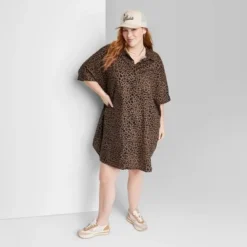 Women's Ascot + Hart Leopard Print Graphic Button-Down Dress - Brown -Agnes Orinda Shop GUEST 9db1ffd2 8a66 4594 bd84 359564bd8d81