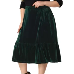 Agnes Orinda Women's Plus Size Velvet Elastic Waist Ruffle Hem Party Midi Skirt -Agnes Orinda Shop GUEST 9e8c3f5d 89d6 4c40 acb7 1f91a2ebd928