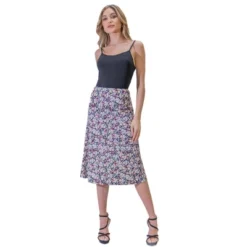Womens Floral Print Elastic Waist Knee Length Skirt -Agnes Orinda Shop GUEST 9e9416c2 b1f0 4b56 a7d5 fcae605986f3