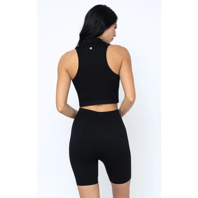 90 Degree By Reflex Womens Wonderlink Criss Cross Hybrid Ribbed Tank And 7" Bike Short Set 2 90 Degree By Reflex Womens Wonderlink Criss Cross Hybrid Ribbed Tank And 7" Bike Short Set - Image 2