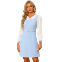 Allegra K Women's V Neck Button Decor Elegant Contract Panel Midi Dress -Agnes Orinda Shop GUEST a0ca6d71 6fd7 46e6 8161 ab3f4f191314