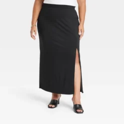 Women's Zip Slip Ponte Maxi A-Line Skirt - Ava & Viv™ Black -Agnes Orinda Shop GUEST a1320b61 572a 4538 8a5d 72ee6beb0959