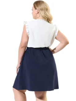 Agnes Orinda Women's Plus Size Work A Line Elastic Waist Flare Skirts -Agnes Orinda Shop GUEST a3b783d1 4d17 4793 a3f2 4290ba51007f