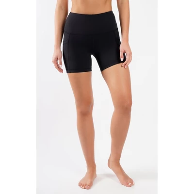 Yogalicious Womens Lux Polygiene Tribeca 9" High Waist Side Pocket Bike Short 1 Yogalicious Womens Lux Polygiene Tribeca 9" High Waist Side Pocket Bike Short