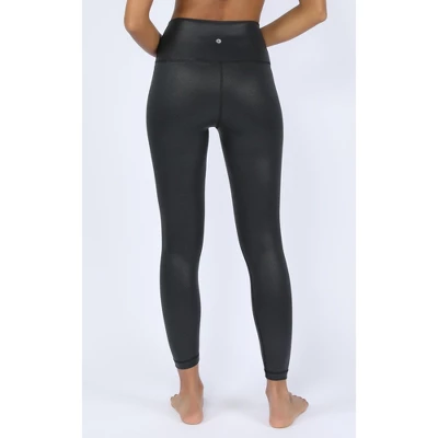 90 Degree By Reflex Womens Wonderlink High Waist Elastic Free Liquid Disco Foil Print Ankle Legging 3 90 Degree By Reflex Womens Wonderlink High Waist Elastic Free Liquid Disco Foil Print Ankle Legging - Image 3