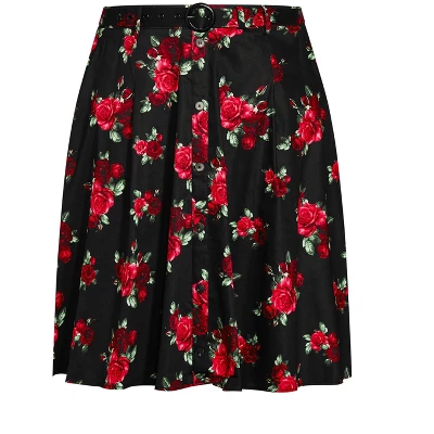 Women's Plus Size Vintage Rose Skirt - Black | CITY CHIC 2 Women's Plus Size Vintage Rose Skirt - Black | CITY CHIC - Image 2