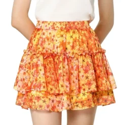 Allegra K Women's Summer Floral Tiered Ruffle Skirts Cute Mini Skirt -Agnes Orinda Shop GUEST a9ef0c16 5fb2 48a1 9a8d 82c2bb09f5cd