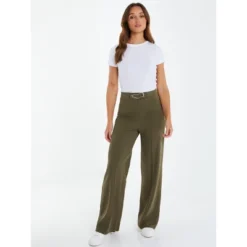 QUIZ Women's Olive Green Buckle Detail Palazzo Pant -Agnes Orinda Shop GUEST aa648b79 8330 48d7 994c 5822c6908c81