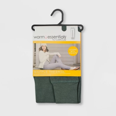Warm Essentials By Cuddl Duds Women's Waffle Ribbed Trimmed Leggings With Pockets 1 Warm Essentials By Cuddl Duds Women's Waffle Ribbed Trimmed Leggings With Pockets