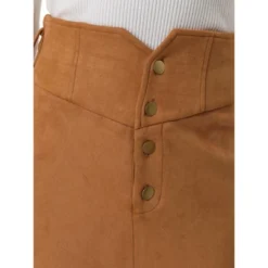 Allegra K Women's Faux Suede Skirt High Rise Button Front A-line Slit Skirt -Agnes Orinda Shop GUEST b1d80681 4a4a 46fd 80e8 e08ff276c7c8