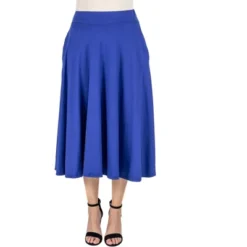 24seven Comfort Apparel Elastic Waist Pleated Pocket Midi Skirt -Agnes Orinda Shop GUEST b2d425e9 fe25 41de 90dd 36e5f0a72696