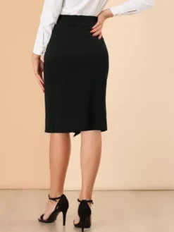 Allegra K Women's High Waist Ruffle Trim Split Work Office Pencil Skirts -Agnes Orinda Shop GUEST b3e5dc42 3a02 40d7 b299 2aadb1d5a862