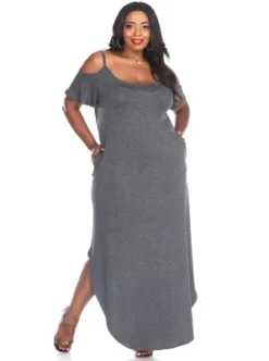 Women's Plus Size Cold Shoulder Lexi Maxi Dress With Pockets - White Mark -Agnes Orinda Shop GUEST b44c2e02 0e95 442d a49b efa01be03796