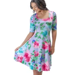 Womens Elbow Length Sleeves Lilac Floral Shirt Dress -Agnes Orinda Shop GUEST b450ada7 7c19 405b 9c5f 2ba266f41a6b