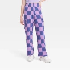 Women's Checkered Cargo Graphic Pants - Purple -Agnes Orinda Shop GUEST b7e1913d 3e9b 4732 b78d f4054cf80f23
